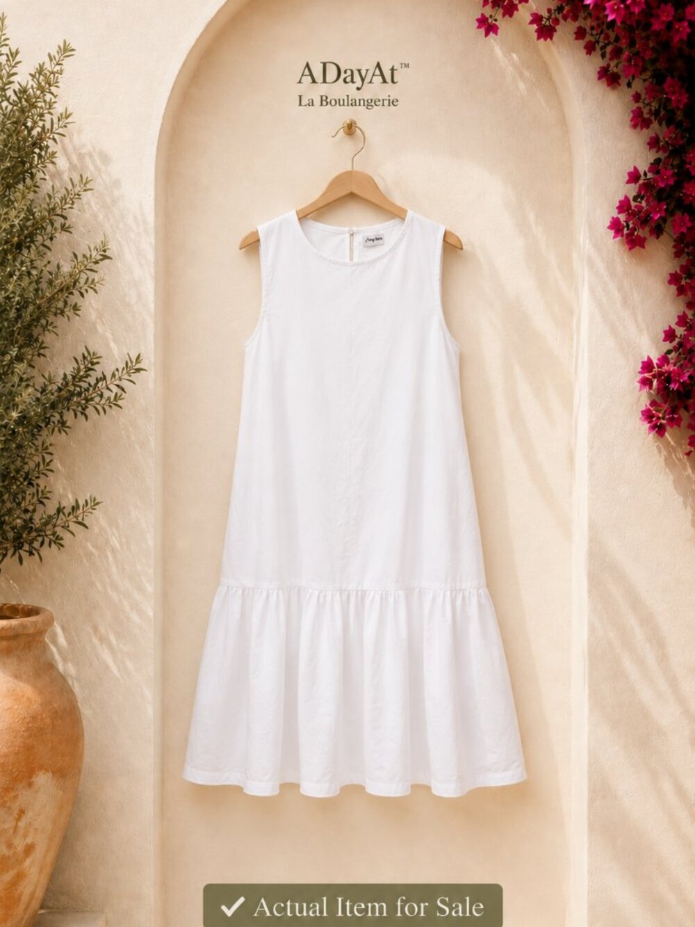 A Day At Sleeveless White Midi Dress